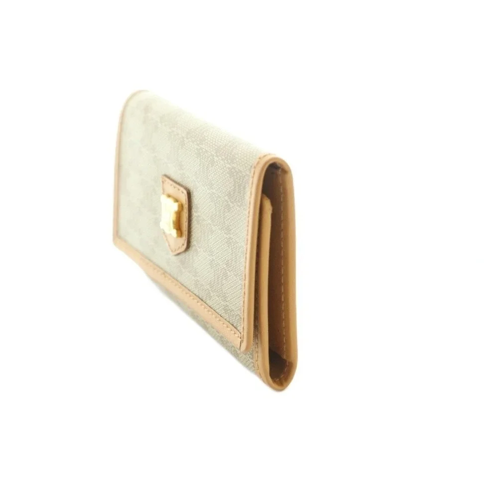 Celine Macadam Triomphe 6 Key Holder Tan Coated Canvas Vintage Italy M12